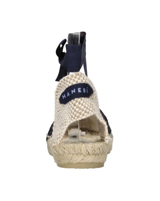 Manebí Blue Raffia Stripes Flat Espadrilles
