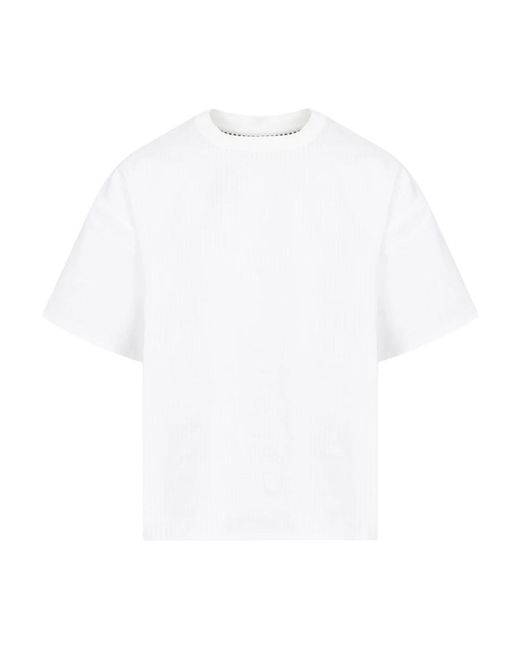 Camiseta de algodón de doble capa a rayas Bottega Veneta de color White