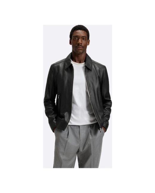 Leather Jackets Boss de hombre de color Black