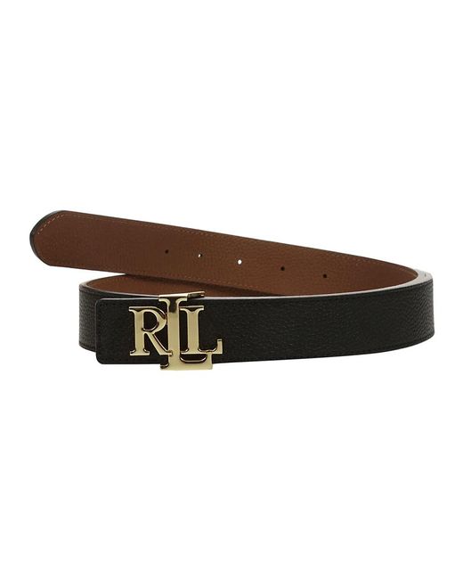 Ralph Lauren Brown Wendbarer braun & schwarzer gürtel mit gold-logo