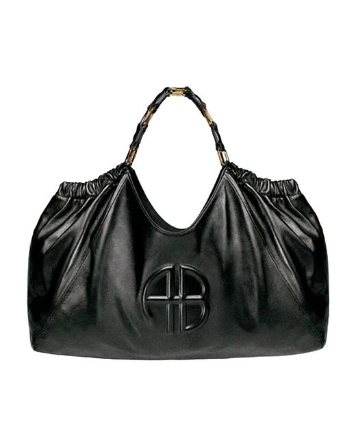 Elegante borsa in pelle nera con dettagli in oro di Anine Bing in Black