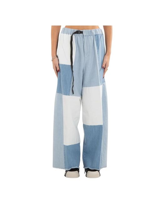Wide Trousers White Sand de color Blue