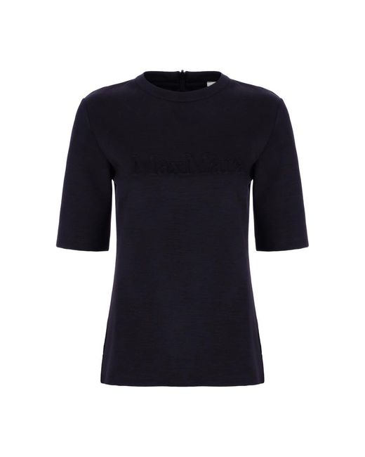 Max Mara Tops ,Blauw ,Katoen Casual Katoenen T-Shirt Voor Vrouwen in het Black