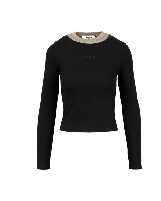 MSGM Black Long Sleeve Tops