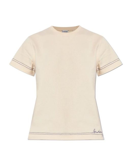 Burberry T-Shirt Met Logo in het Natural