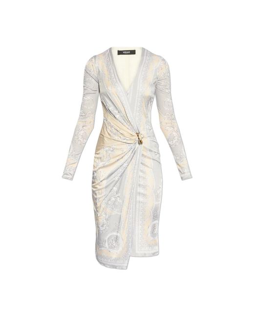 Versace White Kleid mit la coupe des dieux-druck