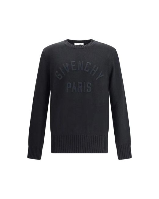 Givenchy Hoodies & Sweatvesten ,Zwart ,Katoen Logo Geborduurde Katoenen Trui in het Blue voor heren