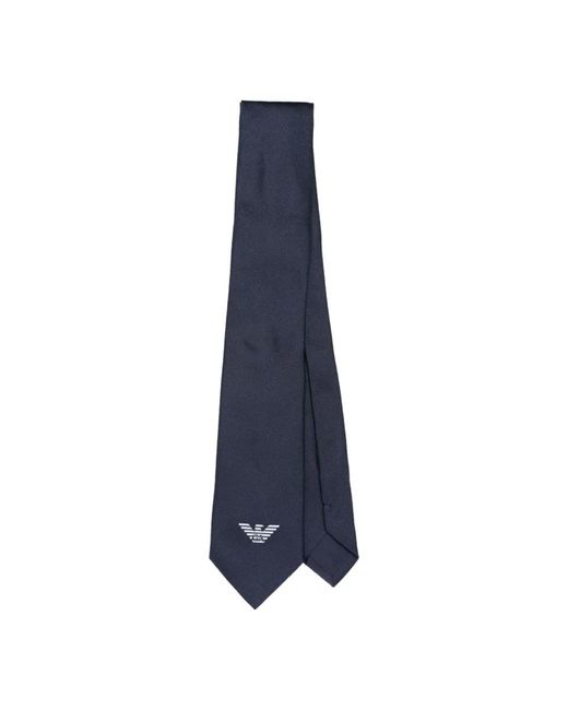Cravatta blu twill logo jacquard punto di Emporio Armani in Blue da Uomo
