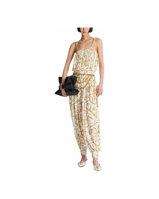 Balmain Metallic Fließender Jumpsuit Mit Chaînes-Print