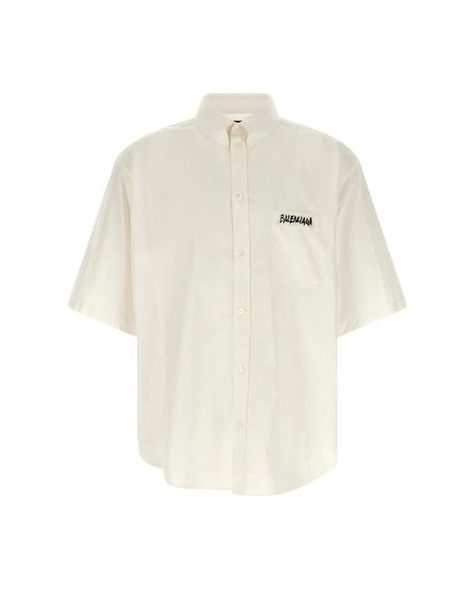 Balenciaga White Short Sleeve Shirts for men