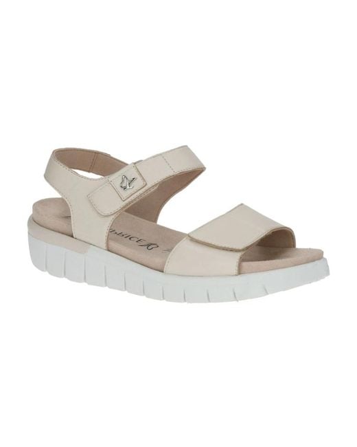 Caprice White Flat Sandals