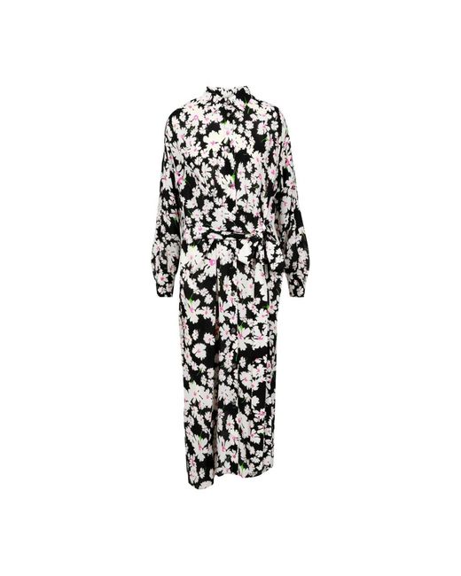 MSGM Kleedjes ,Veelkleurig ,Katoen Bloemenprint Katoenen Jurk Met Hoge Hals in het White