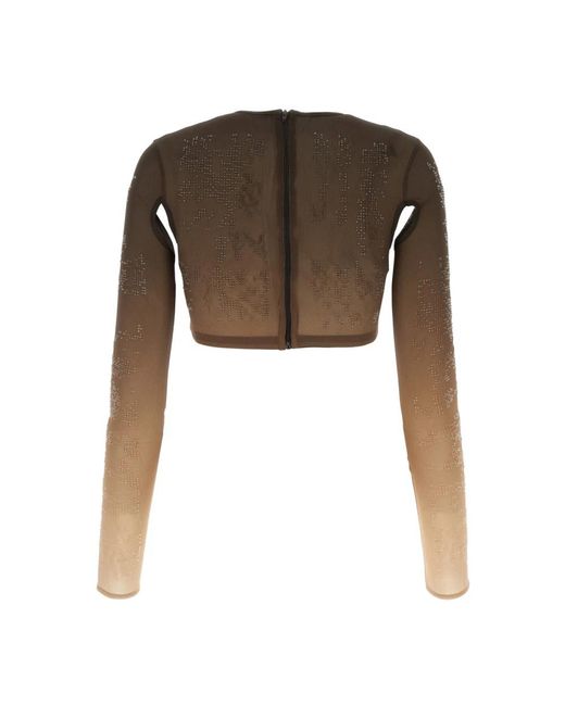 ANDREA ADAMO Brown Long Sleeve T-Shirts