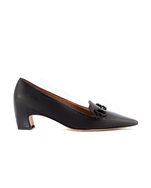 Mara Bini Black Schwarze Lederpumps Mit Vorderer Schnalle