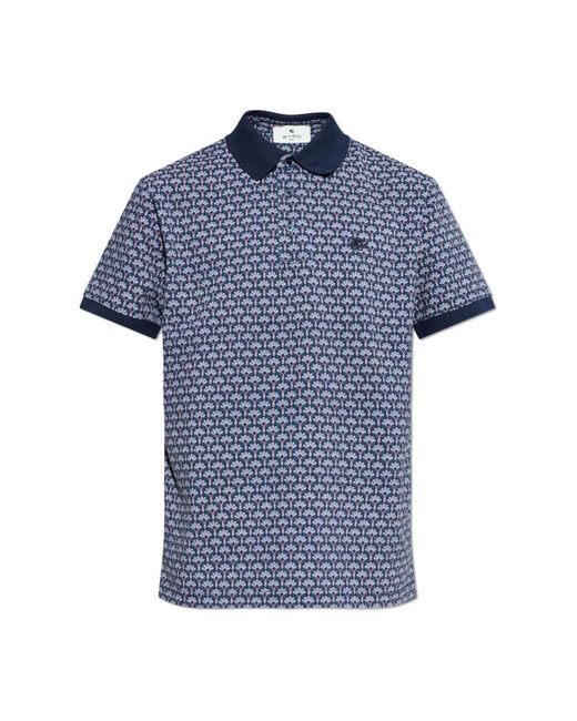 Etro Tops ,Blauw ,Katoen Polo Met Patroon in het Blue voor heren