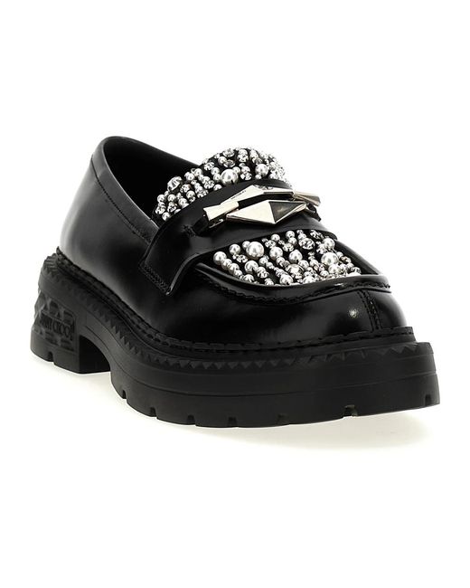Jimmy Choo Marlow Diamond Leren Loafers in het Black