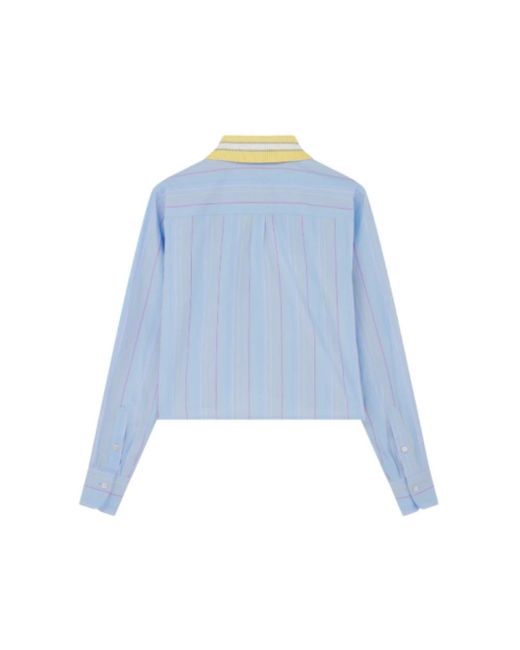 MIRA MIKATI Gestreepte Blouse Met Geborduurd Kraagje in het Blue