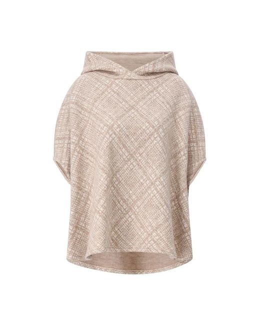 ROSSO35 Hoodies & Sweatvesten ,Wol Gehaakte Poncho Chic Stijl in het Natural