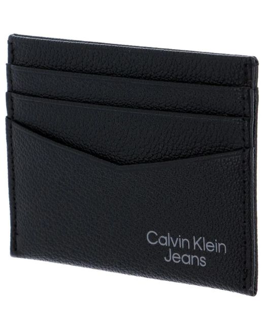 Calvin Klein Accessoires ,Zwart ,Leer Zwarte Leren Kaarthouder in het Black voor heren