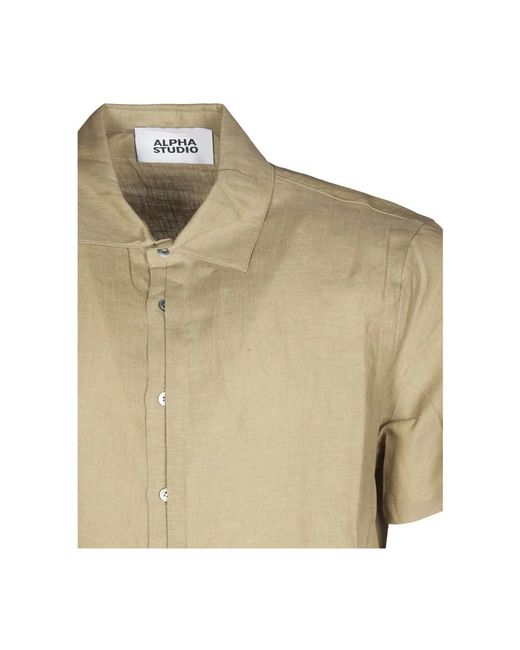 Alpha Studio Natural Short Sleeve Shirts for men