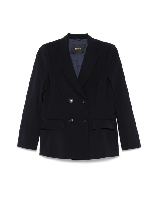 Seventy Jassen ,Blauw ,Wol Double-Breasted Jas in het Blue