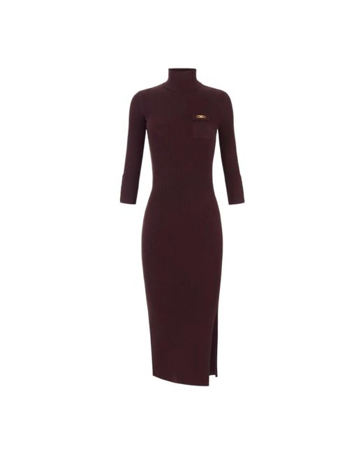 Elisabetta Franchi Red Knitted Dresses