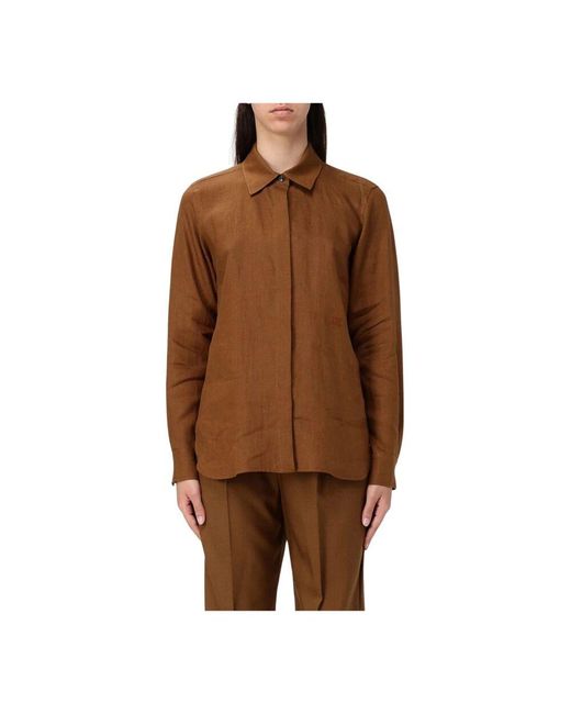 Max Mara Brown Leinenhemd