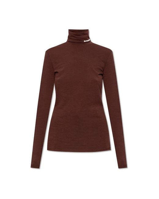 Jil Sander Brown Langarm T-Shirt