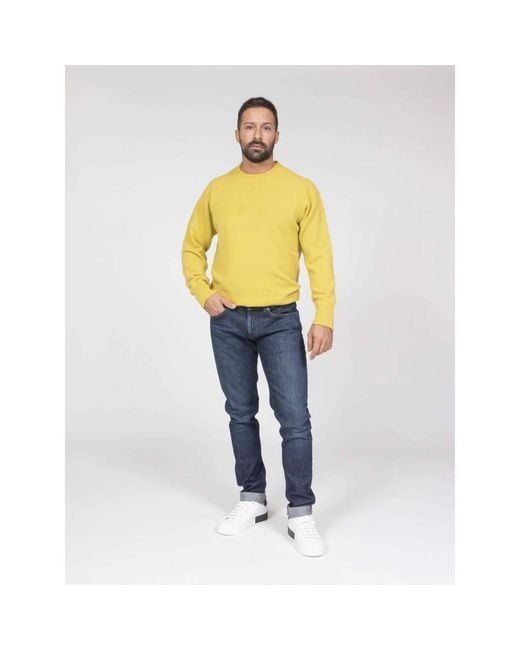 Amaranto Rundhals-Pullover in Yellow für Herren