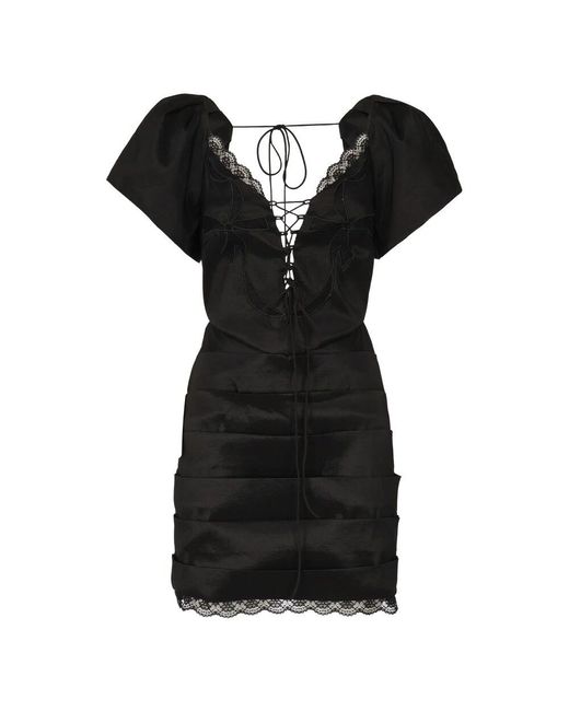 For Love & Lemons Black Schwarze kleider mit funktionaler schulter