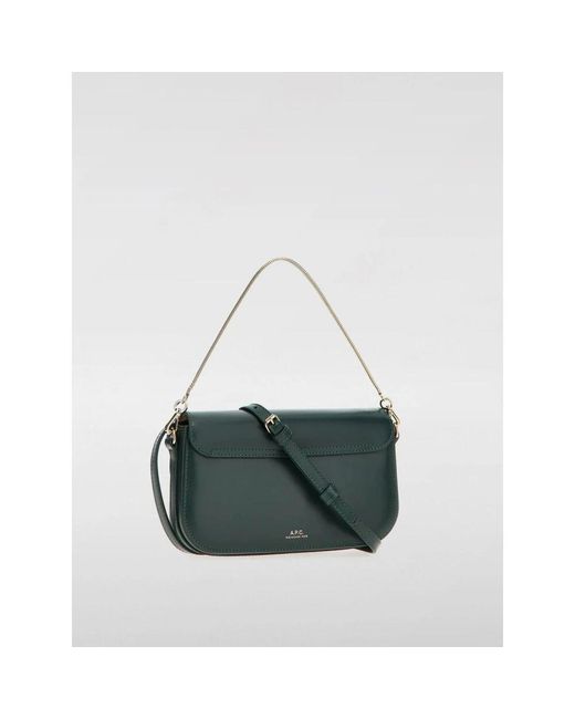 A.P.C. Green Grüne Lederschultertasche