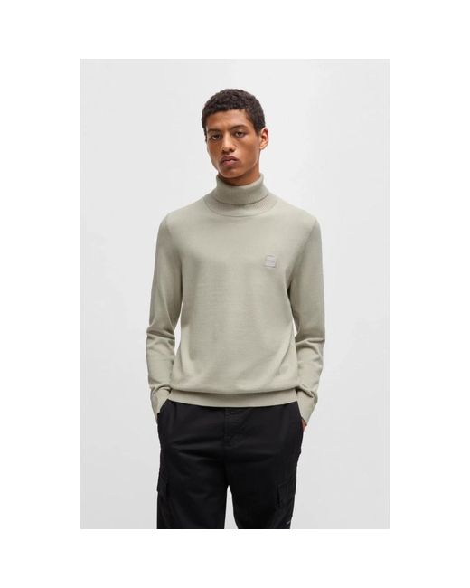 HUGO Truien & Vesten ,Katoen Rollneck Regular-Fit Trui in het Gray voor heren