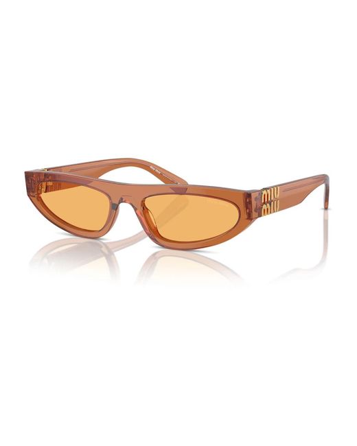 Miu Miu Brown Moderne karamell sonnenbrille mit gelben gläsern