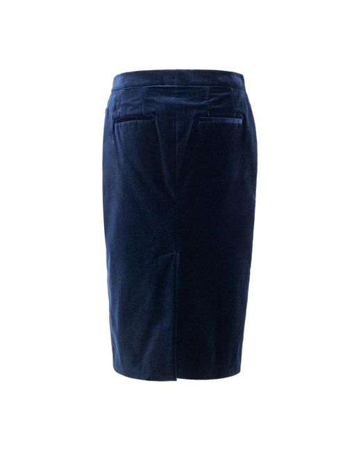 Tom Ford Blue Blauer Samt-Midirock Mit Reißverschluss