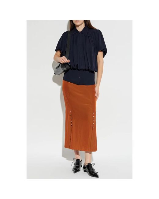 Lanvin Lange Rok Met Splitten in het Brown