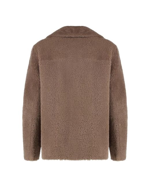 Max Mara Dubbelbreasted Peacoat Met Reverskraag in het Brown