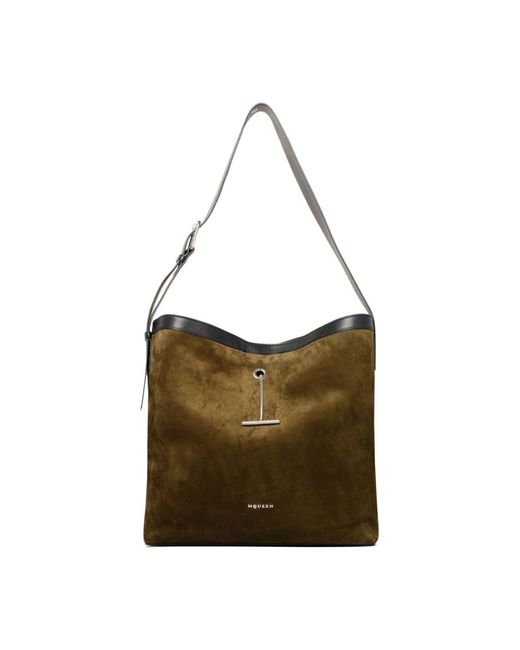 Alexander McQueen Brown Schultertasche Mit Anhänger Und T-Schnalle