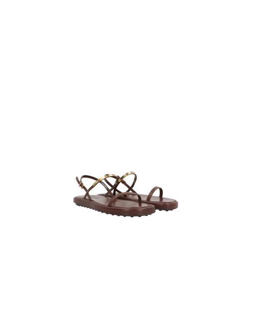 Tod's Metallic Flat Sandals