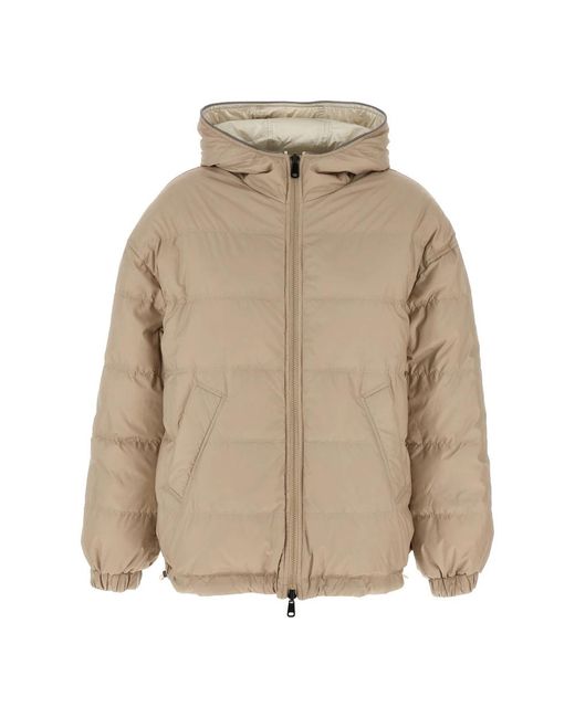 Brunello Cucinelli Jassen ,Nylon Gelamineerd Omkeerbaar Donzen Jack in het Natural