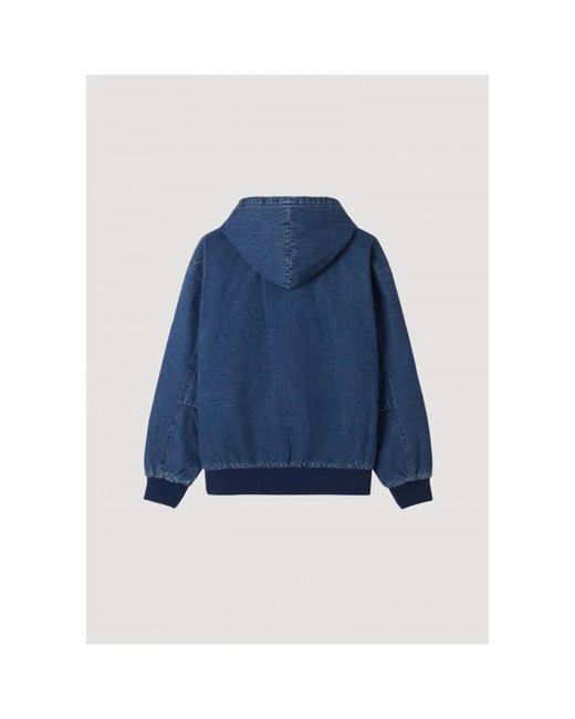 Obey Zip up hood in stone wash in Blue für Herren