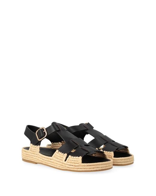 Paloma Barceló Black Flat Sandals