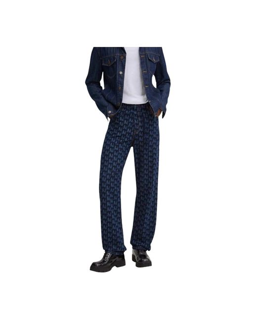 MSGM Monogram-Print Katoenen Jeans in het Blue voor heren