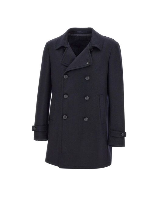Tagliatore Blue Double-Breasted Coats for men