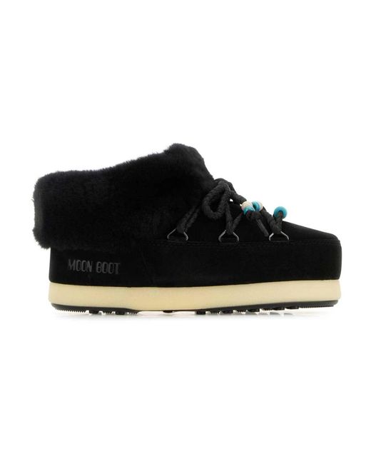 Moon Boot Black Suede Beads Mules