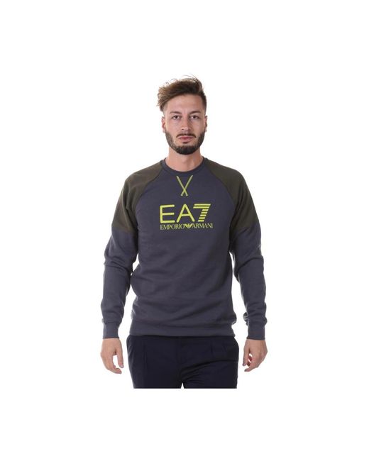 EA7 Hoodies & Sweatvesten ,Grijs ,Katoen Sweatshirt Hoodie in het Blue voor heren