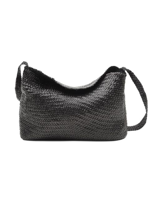 Dragon Diffusion Zwarte Diagonale Weefklep Tas in het Black