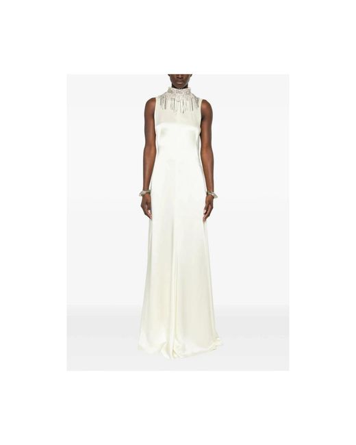 McQueen Kleedjes ,Wit ,Mouwloze Galajurk Met Versierde Kraag in het White
