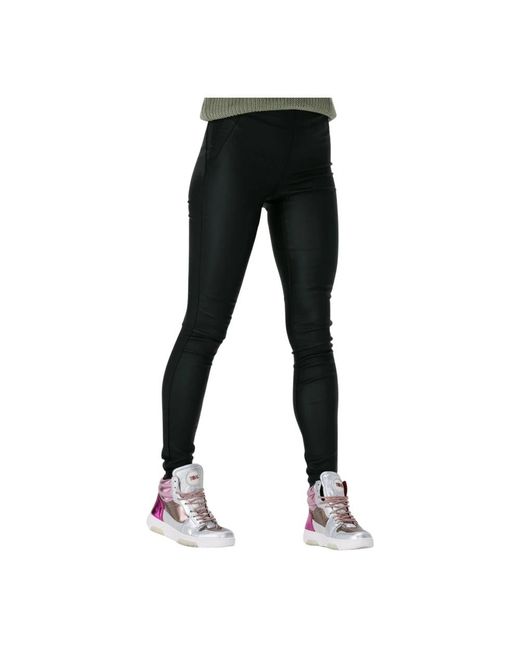 Object Broeken ,Zwart ,Coated Leggings in het Black