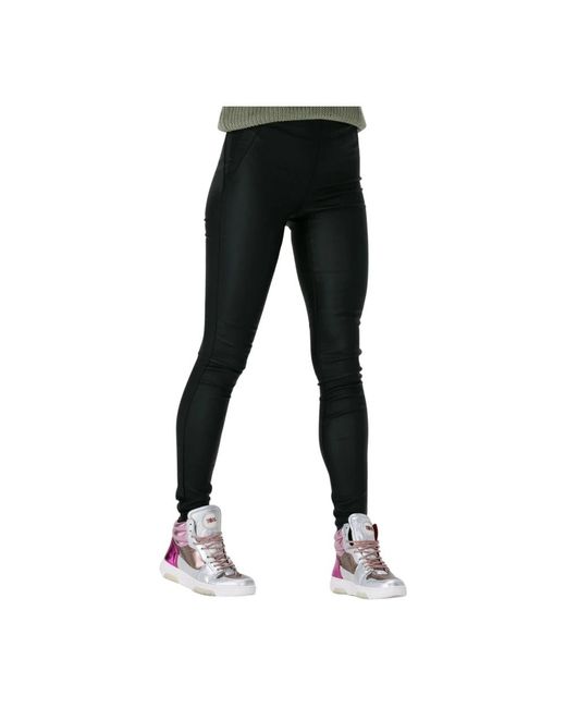 Object Broeken ,Zwart ,Coated Leggings in het Black