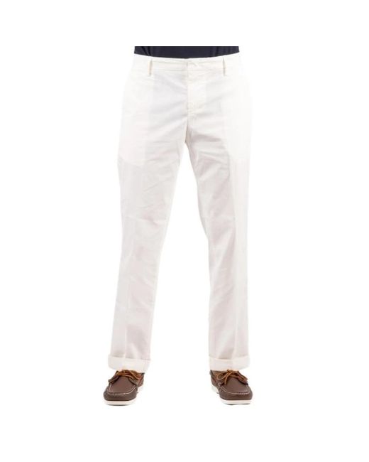 Dondup White Straight Trousers for men